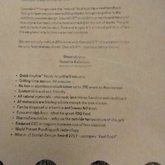 CASUS GRILL Instant Eco Friendly Biodegradable Disposable Camping Grill - Picture 5 of 7